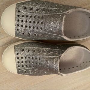 Silver glitter Native water shoe sandal - toddler girl size 10 w Box